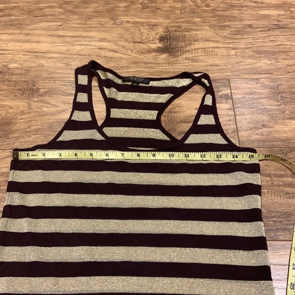 Vento sparkly gold and brown striped tank top - Picture 7 of 9
